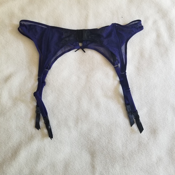 Victoria's Secret Blue/Blk Mesh Garter XS/S - Picture 2 of 4